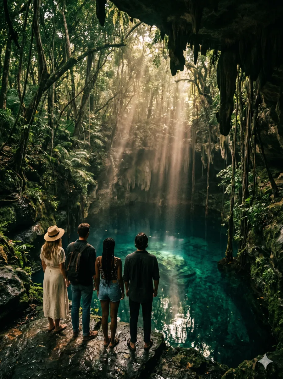 Cenote sagrado en la selva de Yucatán, paquete Premium